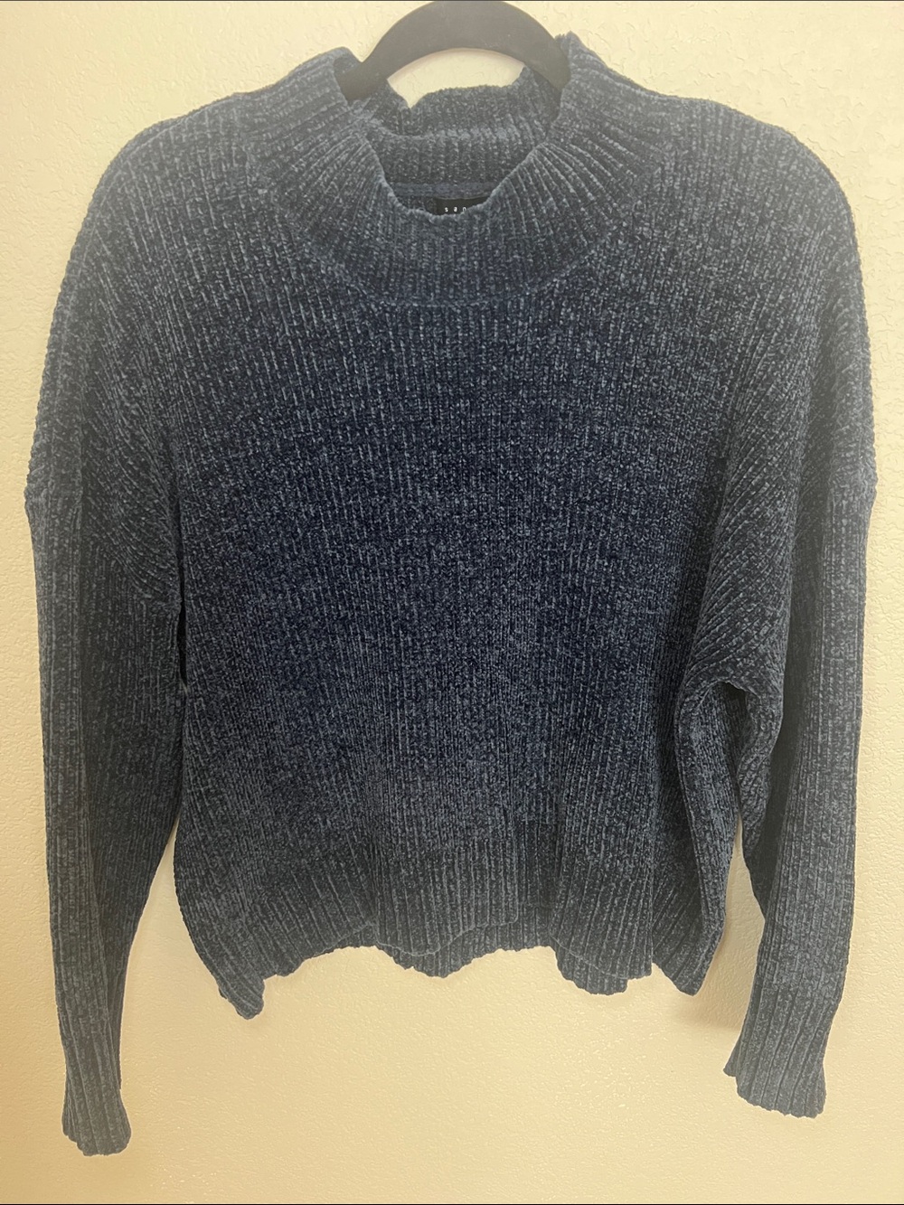 Sanctuary Chenille Mock Neck Sweater in Navy Blue